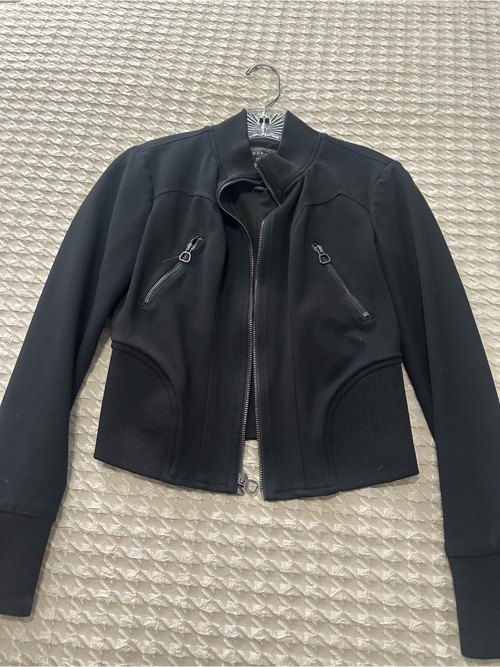 Guess Black Women’s Zip-Up Moto Jacket